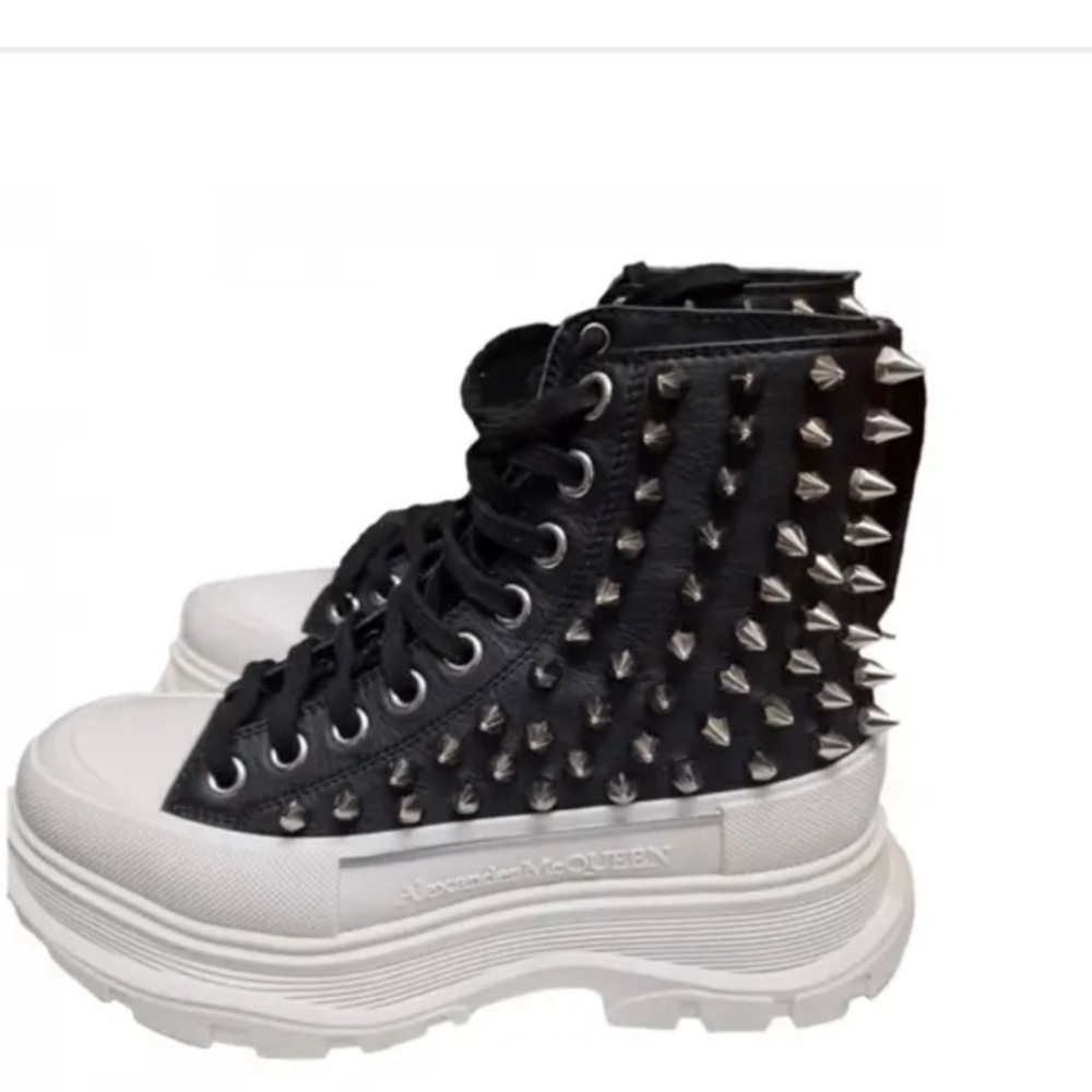 Alexander McQueen Boxer Dog Calf spike sneakers.